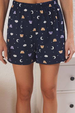 Trendyolmilla Lacivert %100 Pamuklu Ay?c?k ve Galaksi Desenli Uyku Bantl? Sortlu Orme Pijama Tak?m? THMSS25PT00360  фото 3