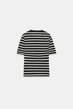 CAMISETA BOTONES CON LINO / Crudo / Negro - Zara фото 5