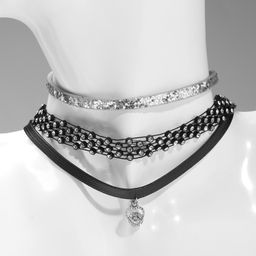 Чокер Трио ледяное сердце (набор 3 шт.), цвет чёрно-серебряный, 34 см - Queen fair фото 2