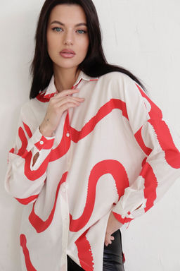 11232 Рубашка белая с красным принтом