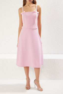 TRENDYOLMILLA Siyah A-Kesim Fiyonk Detayl? Dokuma S?k Midi Elbise TPRSS25EL00079 фото 16