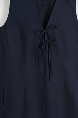VESTIDO CON LAZOS FRONTALES EN MEZCLA DE LINO - H&m фото 3