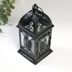 Металлический подсвечник на 1 свечу «Фонарик. Фес», чёрная, 21.5×9.7×9.7 см