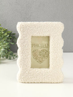 Фоторамка МДФ, иск. мех 9х14 см "Плюш" белая 22,5х18х2 см