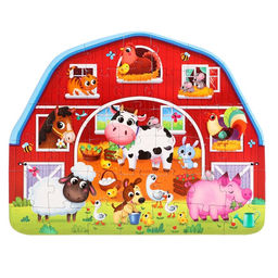 Пазл фигурный в металлической копилке с замочком «Животные нашей фермы», 40 деталей