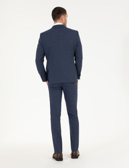 Ekose _ndigo Slim Fit Tak_m Elbise
