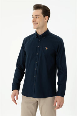 U. S. Polo Assn / Мужская темно-синяя базовая рубашка с длинным рукавом - U.s. polo assn фото 2