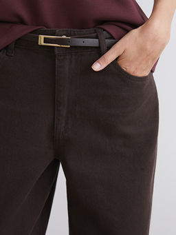 Beli Kemerli Wideleg Kad?n Jean Pantolon