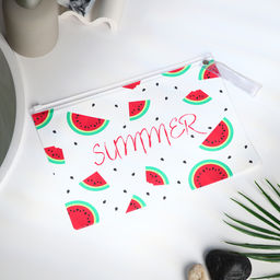 Цена за 2 шт. Косметичка для бассейна с застёжкая зип-лок, большая, принт Summer, прозрачная/красная