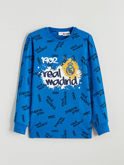 Bisiklet Yaka Real Madrid Bask?l? Erkek ?ocuk Pijama Tak?m?