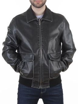 258209846 DK. GRAY Куртка мужская демисезонная (эко-кожа)