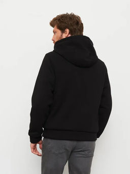 Акция -10%!!! М-34 Куртка-толстовка мужская на меховой подкладке (черный)