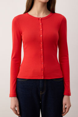 Teen Pembe Dugmeli Vucuda Oturan Esnek Orme Bluz | TWOAW26BZ00007 - Trendyolmilla фото 17