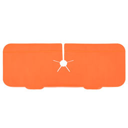 Коврик-оргнайзер силиконовый для раковины на кран/смеситель 37,5х14х0,8см, цвета в ассортименте: серый, оранжевый, в п/эт пакете (Китай) - Домашняя мода фото 5