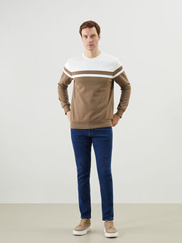 Bisiklet Yaka Uzun Kollu Renk Bloklu Erkek Sweatshirt