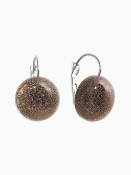 Серьги пластик "Таблетка" блёстка, цвет серый графит в серебре