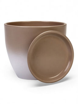 Горшок цветочный с поддоном 2,5 л, d18/h16 см капучино керамика, "Туман" (М)