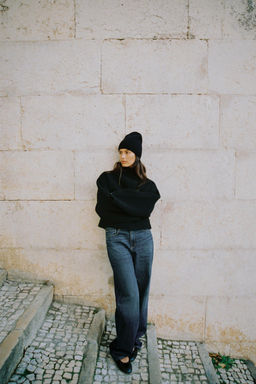 CHAQUETA BOMBER CRUZADA PUNTO / Negro
