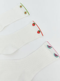 Meyve Desenli Kad?n Soket ?orap 5li