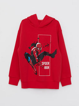 Kap??onlu Spiderman Bask?l? Uzun Kollu Erkek ?ocuk Sweatshirt