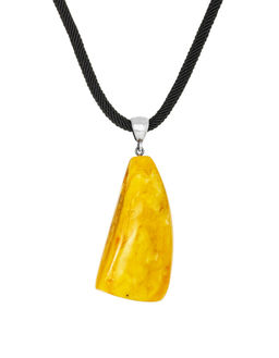 Колье с медовым янтарём на шнурке