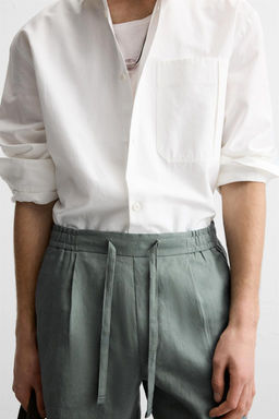 100% LINEN REGULAR FIT BERMUDA SHORTS - Zara фото 5
