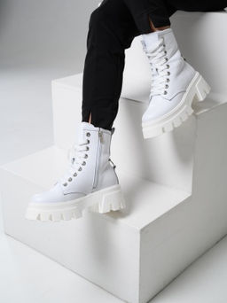 Ботинки 329.зиплайнw. белый / Шерсть