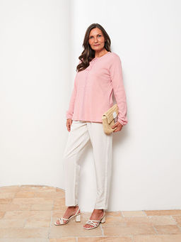 Ba?lamal? Yaka Nak??l? Uzun Kollu Kad?n Ti??rt