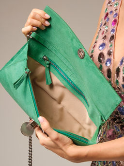 Клатч замшевый Deboro 30477 зеленый изумруд