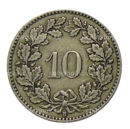 Монета 10 раппенов 1921 года Швейцария