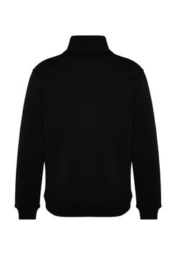 Siyah Regular/Normal Kesim Dik Yaka Fermuarl? Pamuklu Basic Ici Polarl? Sweatshirt TMNAW24SW00041