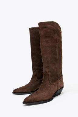 SPLIT SUEDE COWBOY HEELED BOOTS - Zara фото 2