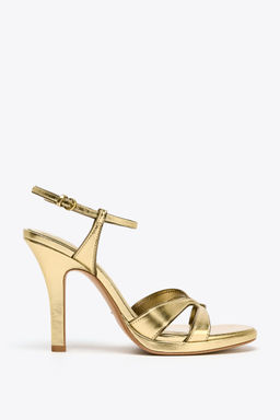 METALLIC-EFFECT HIGH-HEEL SANDALS - Zara фото 10