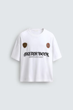 T-SHIRT WITH CONTRAST PRINTS - Zara фото 8