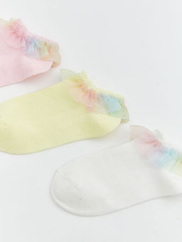 Dantel Detayl? K?z ?ocuk Patik ?orap 3li