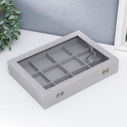 Шкатулка для браслетов «Серый туман», бархат, 5×20×28 см