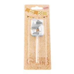 Свеча в торт на шпажке «Алмаз», цифра 5, серебряная, 5×2.6 см