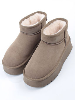 04-PF8520-6 KHAKI Угги женские (натуральная замша, 100% шерсть)