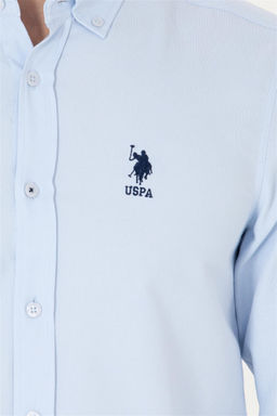 Мужская голубая базовая рубашка с длинным рукавом - U.s. polo assn фото 14