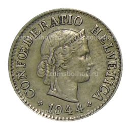 Монета 10 раппенов 1944 года Швейцария