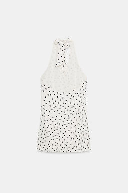 VESTIDO SATINADO HALTER LUNARES / Crudo / Negro - Zara фото 6