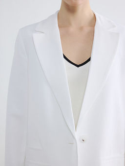 Keten Kar???ml? Kad?n Blazer Ceket