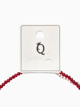 Чокер из бисера «Хрусталь» сердце, красный в серебре, 36 см + 5 см доп, цепочка