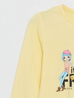 Bisiklet Yaka Bask?l? Uzun Kollu K?z ?ocuk Ti??rt - Waikiki фото 3