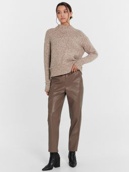 Кожаные брюки женские коричневые